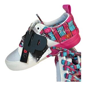 Walt Disney “Cruella Deville” Girl’s Chambray & Plaid Patch Sneakers, Size 11